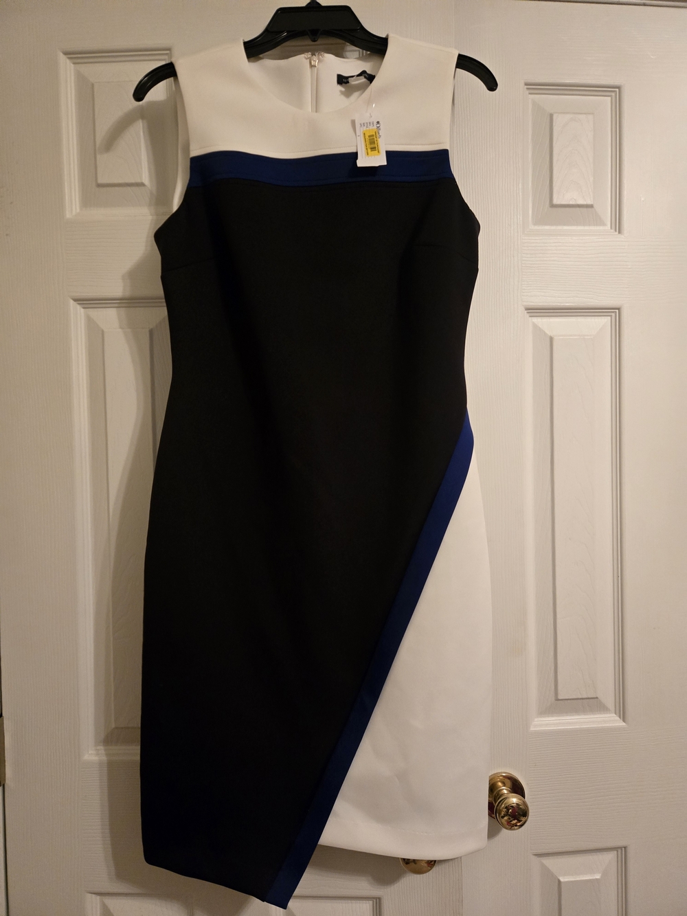 Sleek, Classy, Tommy Hilfiger Black, White & Blue Colorblock Midi Dress